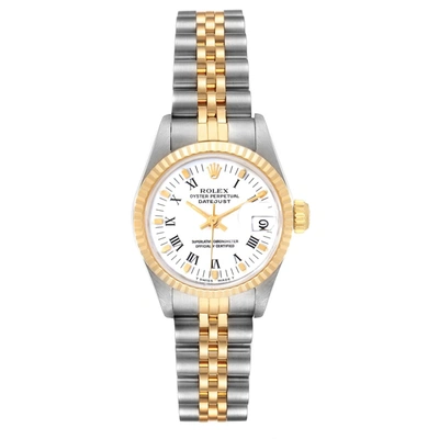 Shop Rolex Datejust Steel Yellow Gold White Dial Ladies Watch 69173 Box