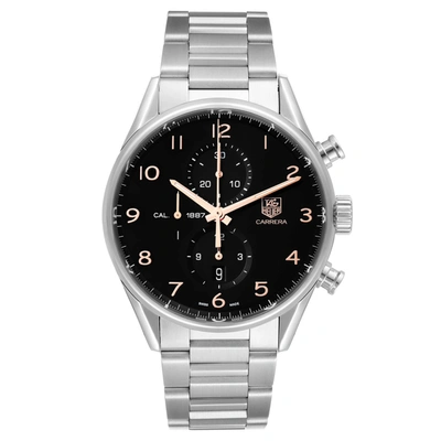 Shop Tag Heuer Carrera 1887 Black Dial Chronograph Steel Mens Watch Car2014 In Not Applicable