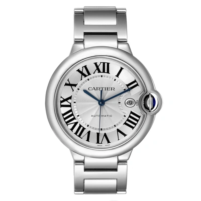 Shop Cartier Ballon Bleu 42 Steel Automatic Mens Watch W69012z4 In Silver