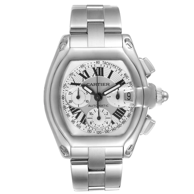 Shop Cartier Roadster Silver Dial Chronograph Steel Mens Watch W62006x6