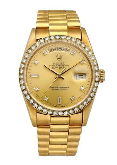 Shop Rolex Day Date 18348 President Diamond Bezel & Dial Men's Watch In Gold