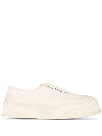 Shop Jil Sander Lace-up Low-top Sneakers In White