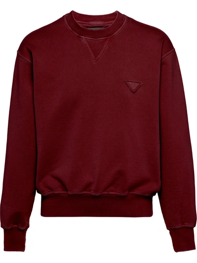 Shop Prada Patch Detail Sweatshirt In Red
