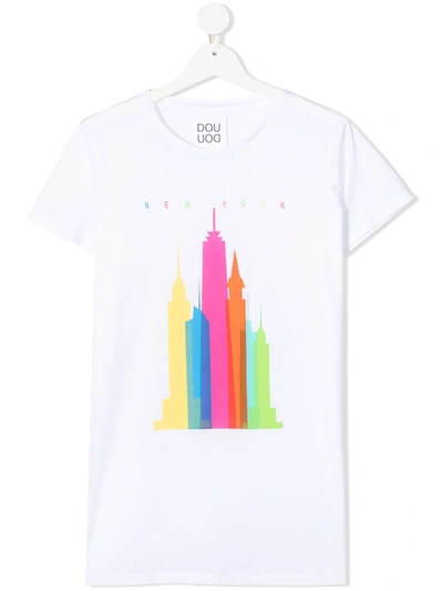 Shop Douuod Teen Graphic-print Cotton T-shirt In White