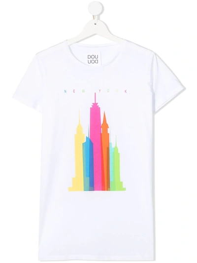 Douuod Teen Graphic-print Cotton T-shirt In White