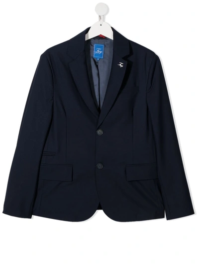 Shop Fay Teen Single-breasted Tailored Blazer In Blue