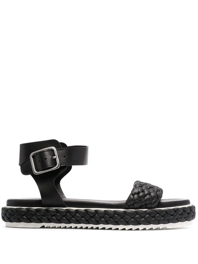 Shop Agl Attilio Giusti Leombruni Woven-strap Leather Sandals In Black