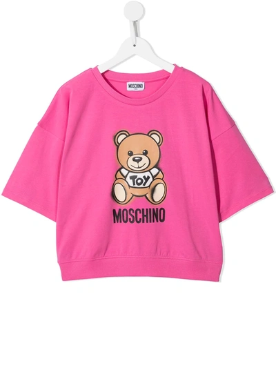 Shop Moschino Teen Teddy Bear Print T-shirt In Pink