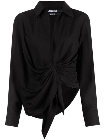 Shop Jacquemus Bahia Tie-front Shirt In Black
