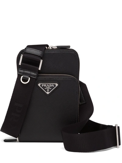 Shop Prada Triangle Logo Mini Bag In Black