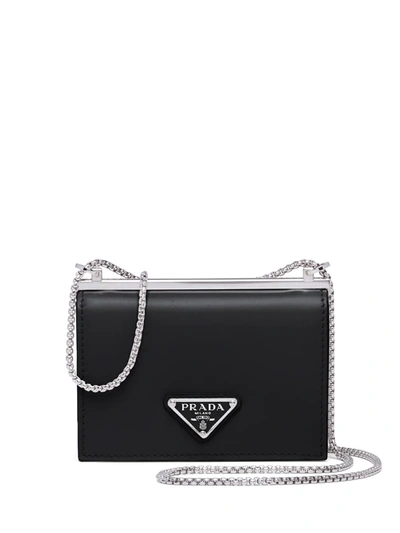 Shop Prada Triangle Logo Mini Bag In Black