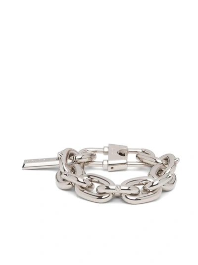 Shop Prada Padlock Chain Bracelet In Silver