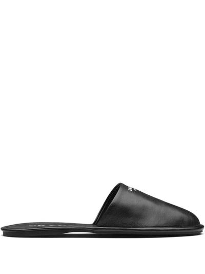Shop Prada Logo-print Slippers In Black