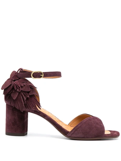 Shop Chie Mihara Hortan Feather-embellished Sandals In Purple