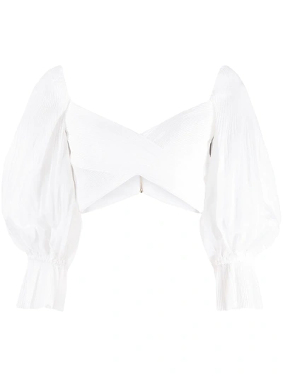 Shop Zimmermann Cropped Cotton Bandeau Blouse In White