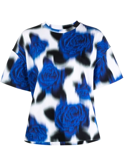 Shop Kenzo Blurry-print Floral T-shirt In Blue