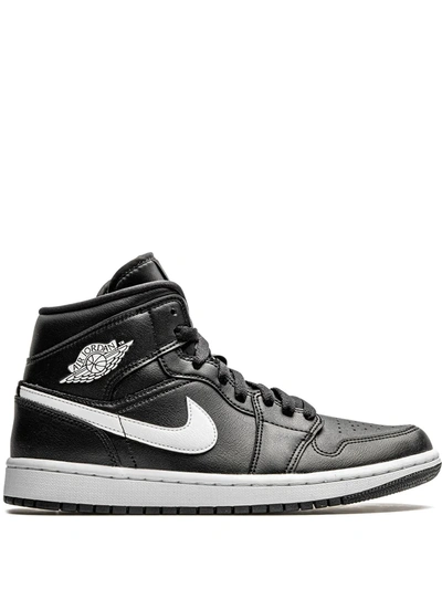 Shop Jordan Air  1 Mid "black/white" Sneakers