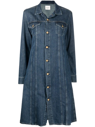 Shop Alysi Long-sleeve Denim Coat In Blue