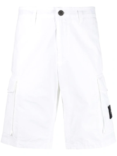 Shop Stone Island Logo Patch Chino Shorts In White