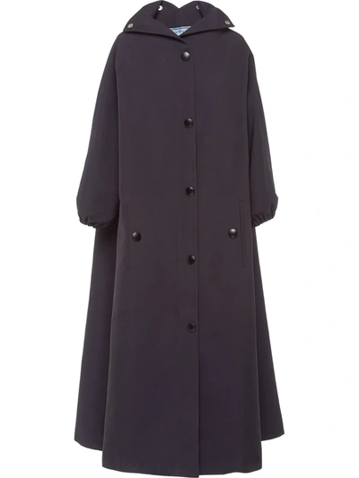 Shop Prada Long Hooded Raincoat In Blue