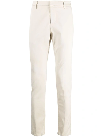 Shop Dondup Slim-cut Cotton Trousers In Neutrals
