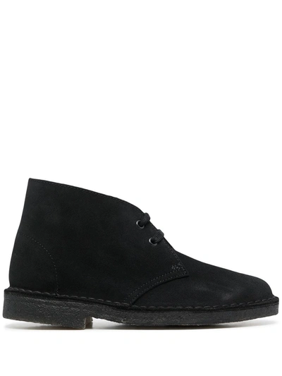 Shop Clarks Originals Suede Desert Boots In Black