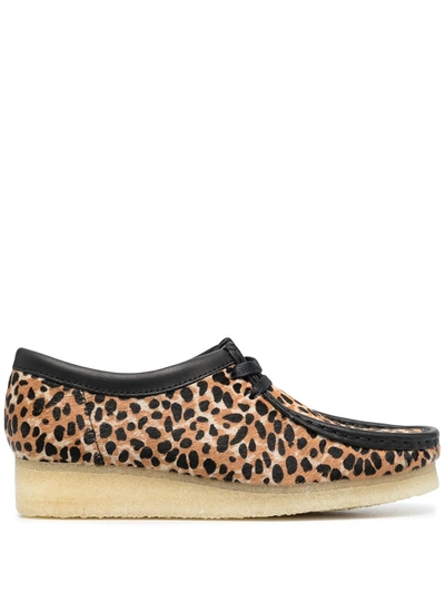 Clarks Originals Wallabee Leopard-print Shoes In Brown