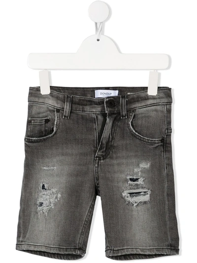 Shop Dondup Distressed Faded Shorts In Black