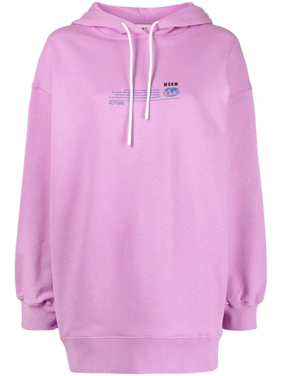 Shop Msgm Logo Cotton Hoodie In Pink