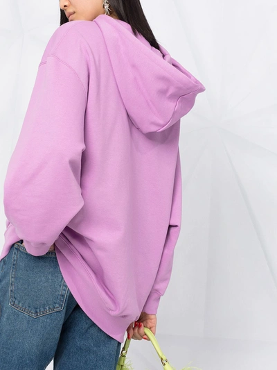 Shop Msgm Logo Cotton Hoodie In Pink