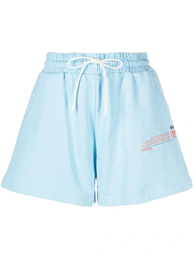 Shop Msgm Cotton Shorts In Blue
