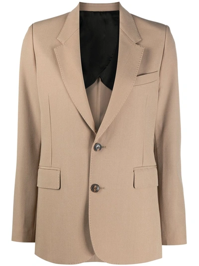 Shop Ami Alexandre Mattiussi Single-breasted Button-fastening Blazer In Neutrals