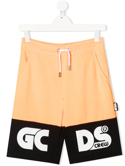 Gcds Teen Logo-print Track Shorts In Orange