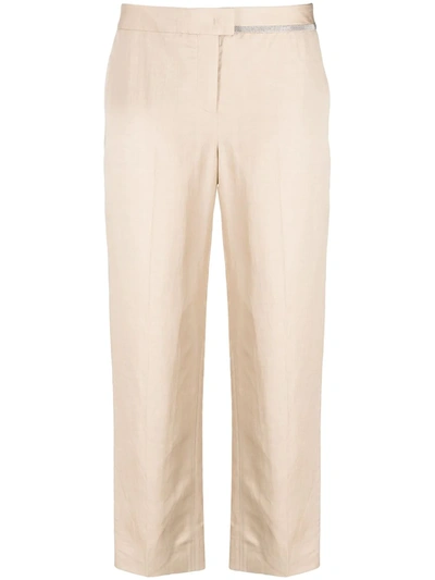 Shop Fabiana Filippi Mid-rise Cropped Trousers In Neutrals