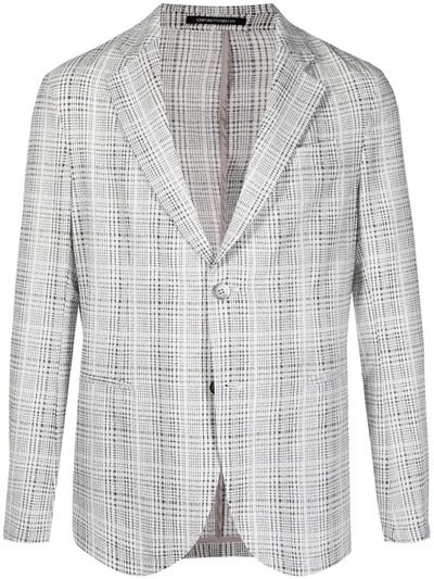 Shop Emporio Armani Check-print Single-breasted Blazer In White