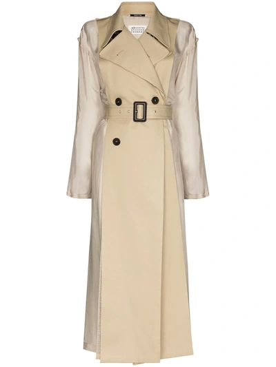 TWO-TONE DOUBLE-BREASTED TRENCH COAT