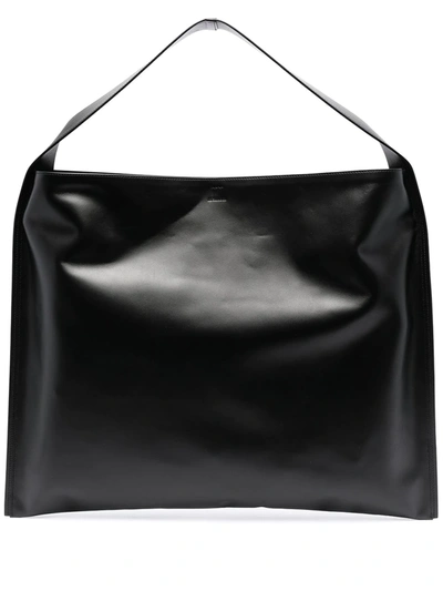 Shop Jil Sander Logo-embossed Tote Bag In Black