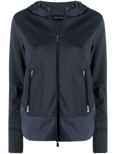 Shop Herno Zip-up Hooded Jacket In Blue