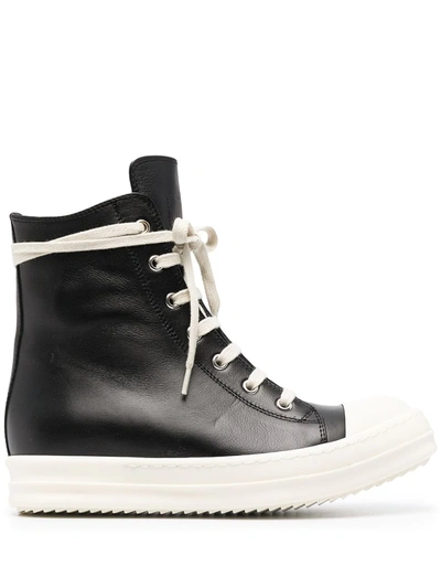 Shop Rick Owens High-top Lace-up Sneakers In Black