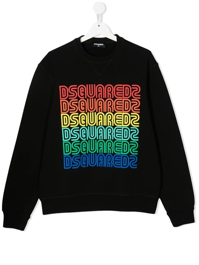 Shop Dsquared2 Teen Multi Logo-print Sweatshirt In Black