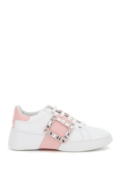 Shop Roger Vivier Viv Skate Sneakers Jewel Buckle In Bianco Rosa (white)