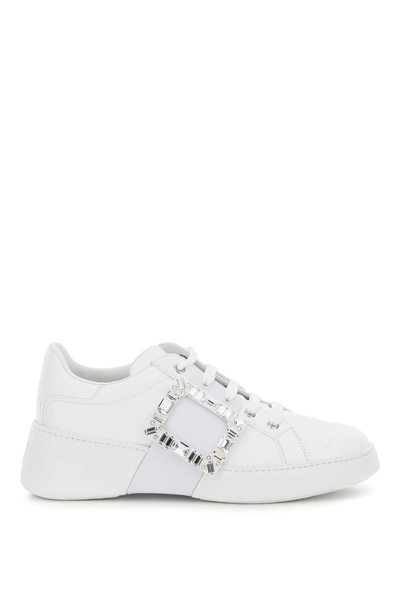 Shop Roger Vivier Viv Skate Sneakers Jewel Buckle In Bianco (white)