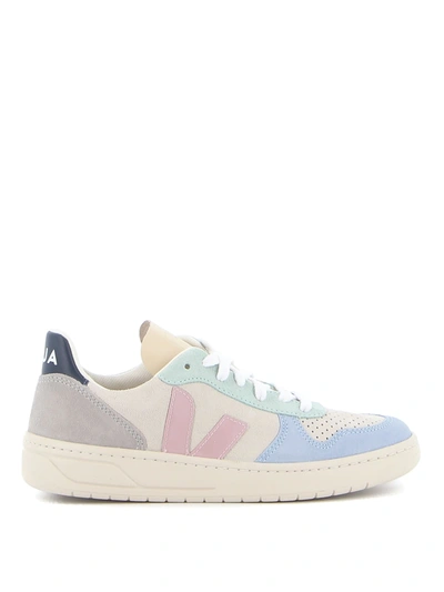 Shop Veja V-10 Suede In Multico Natural Babe