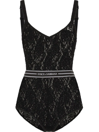 Shop Dolce & Gabbana Black Lace Body With Logo