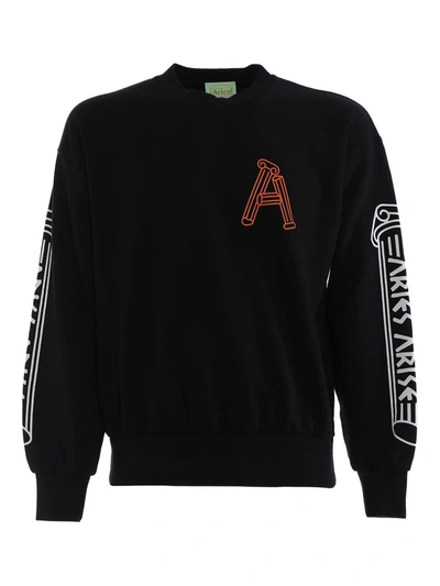 Shop Aries Greek Column Sweatshirt In Blk Black