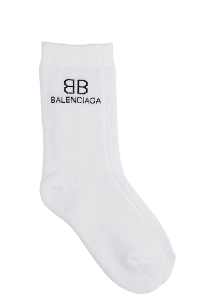 Shop Balenciaga Socks In White Cotton