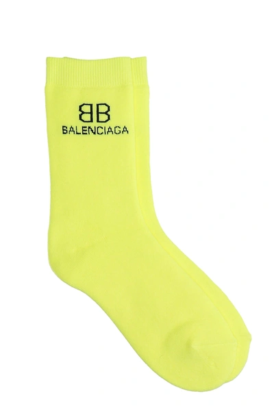 Shop Balenciaga Socks In Yellow Cotton