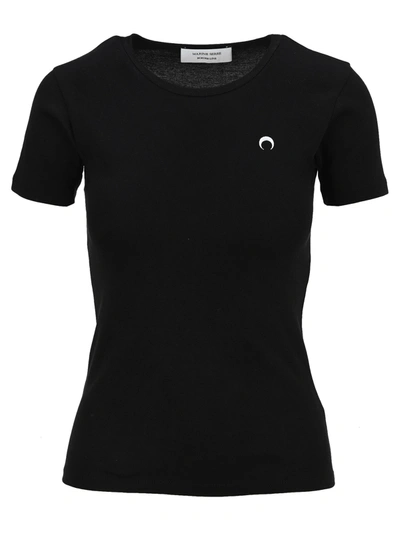 Shop Marine Serre Moon Logo Embossed T-shirt In Black
