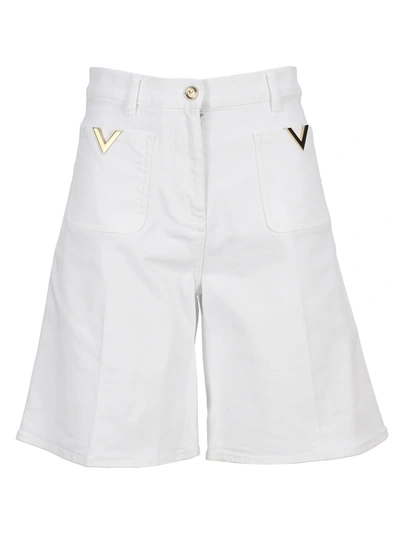 Shop Valentino V-gold Bermuda In White