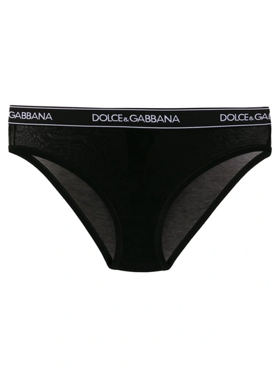 Shop Dolce & Gabbana Black Jersey Slip With Logo